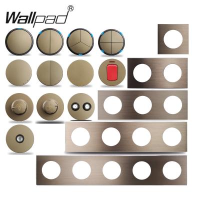 China Round Shape Brushed Aluminum Lamp Switch With LED Indicator Matte Brown Aluminum Panel 1-5 Post Frame Hot Sale for sale