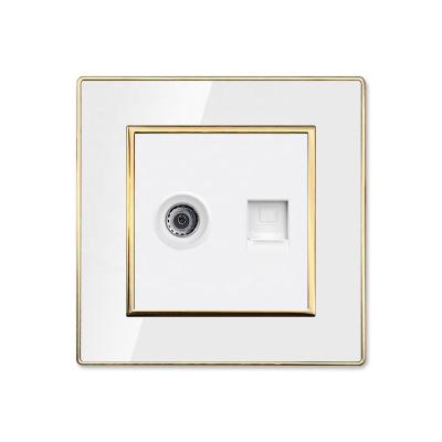 China Low Current Wall TV RJ45 Vietnam UK Outlet Computer Sockets Residential Standard / Multipurpose Socket 86mm*86mm White Acrylic Panel for sale