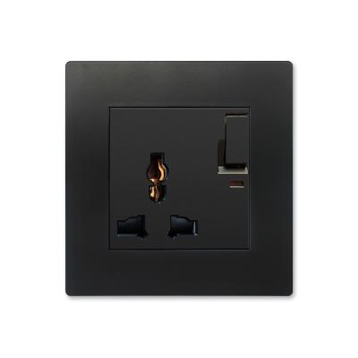 China British Hot Selling Residential/Multi-Purpose 3 Pin Multifunctional Universal Socket With Switch And UK Neon Black Plastic Switch Wall Panel for sale