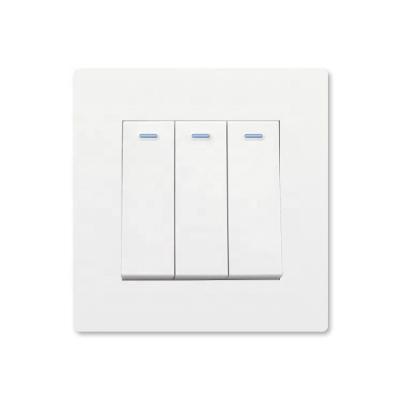 China Home Appliance White Plastic 3 Gang 1 Way Electric UK Vintage Wall Switch Saudi Arabia Embedded Villa 16A 250V for sale