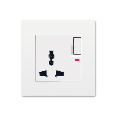 China Factory Price 3 Pin Residential/Multi-Purpose Multi-Function Universal Socket With Switch And Wall Neon British Switch White Plastic Panel for sale