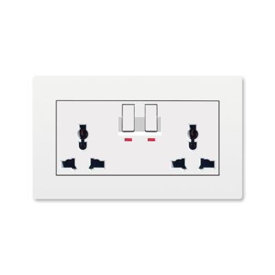 China Factory Price Residential 13A/Multi-Purpose Universal UK Dual White Plastic Multi-Function Socket Outlet with Neon Electrical Switches and Sockets for sale