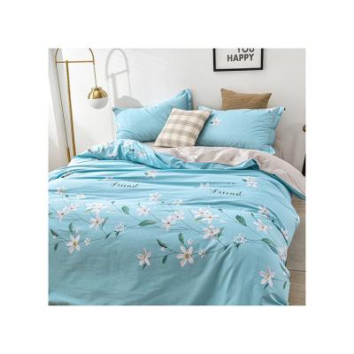 China Retro Customized Simple Modern Blue 100% Cotton Home Bedding 4pcs Bedding Set for sale