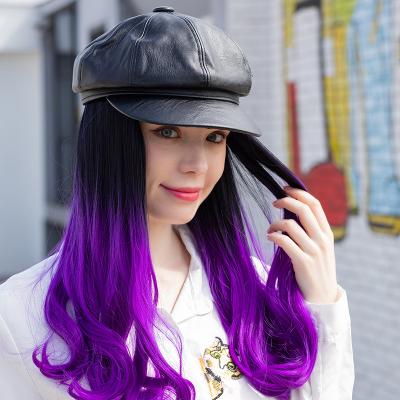 China Water Wave Women Easy To Use Hats With Wavy Curly Synthetic Hair Wig With Baseball Cap for sale