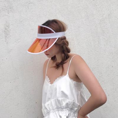 China Women Sun Hat Summer PVC Unisex Plastic Hats Adjustable Multi Color Sun Visor Hats for sale