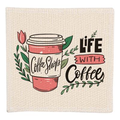 China Hot Stocked Custom Natural Single Cup Place Mat Standard Sublimation Blankets Cloth Square Coaster Rug 10x10cm Washable for sale