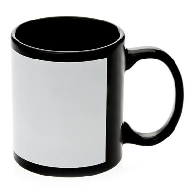 China Customized Sublimation Coated Color 11oz Mugs With Black Customized Patch Logo for sale