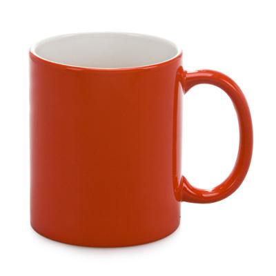 China Viable Ceramic Orange Color 11oz Color Changing Sublimation Blank Light Coated Magic Mug for sale