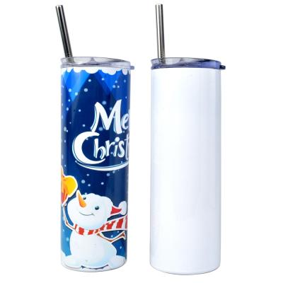 China Disposable Sublimation Stainless Steel Straight 20Oz Blank With Straw For Insulated Cup White Lean Tumbler Double Wall Coffee Mug for sale