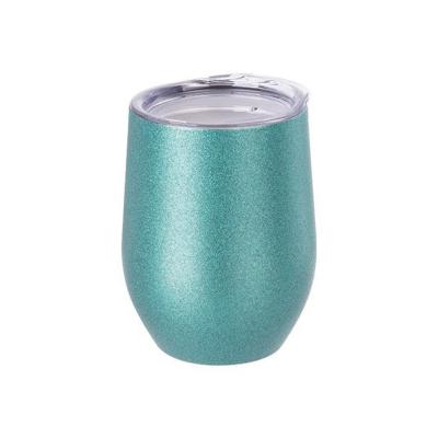 China Disposable Custom Offensive Tumbler Logo Travel Coffee Double Wall Stainless Steel Vacuum Egg 12oz Gradient Wine Cups With Blue Lids for sale