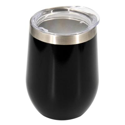 China Disposable Sublimation Masks Offensive Tumbler Stemless Coffee Double Wall Stainless Steel Vacuum 12oz Wine Cups With Black Lids With Rim for sale