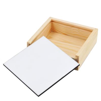 China Europe Sublimation Photo MDF HB Hardboard Insert Storage Box Sublimation Wooden Coaster Box for sale