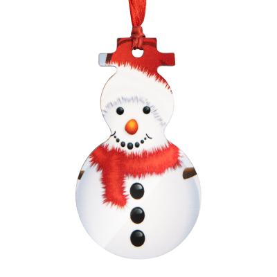 China Hanging Blank Wooden Christmas Sublimation Pendant For Decorations Custom Christmas Baubles MDF Snowman Ornament for sale