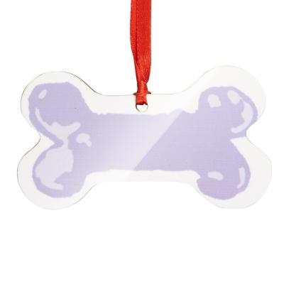 China Wooden Christmas Gift Set Custom Logo Decorative Pendant Sublimation Blank MDF Bone Shape Ornament for sale