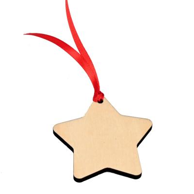 China White DIY Natural Wooden Plywood Sublimation Double Sided MDF Photo Christmas Pendant Ornament With Hole Star for sale