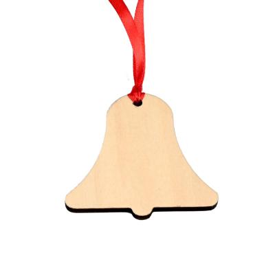 China Wooden Light Ornaments Hanging Blank Ball Pendant For Sublimation Christmas Natural Wooden MDF Bell Custom Shape for sale