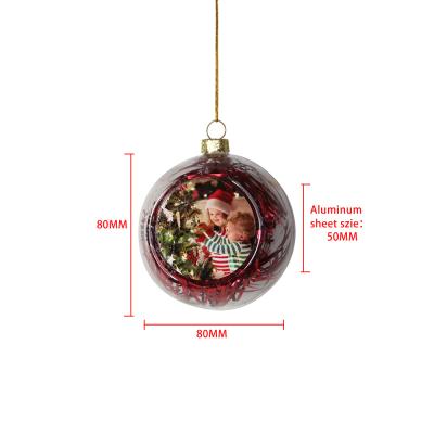 China Plastic Xmas Tree Decoration White Sublimation Colorful Clear Bauble Ornaments Plastic Christmas Clear Glitter Lighted Ball 8cm for sale