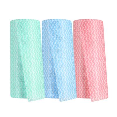 China Good Durable Water Absorption Kitchen Microfiber Towel Roll Stain Cleaning Non Woven Wash Cloth Dish for sale