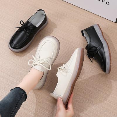 China Fashion trend color strap leather comfortable casual women's simple white shoes 35-41 size 368 four seasons 2 small for sale