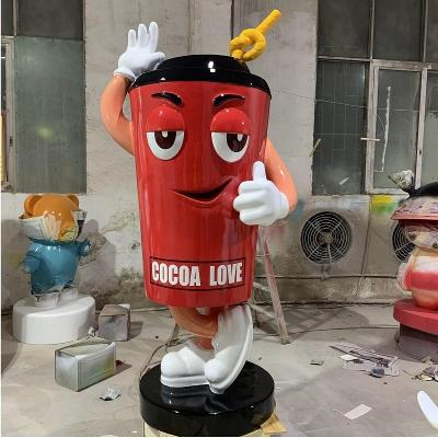 China Custom Mall Model Store Plaza Sculpture Milk Tea Europe Cartoon Coke Bottle Pearl Drinks Cup Front Sculpture for sale