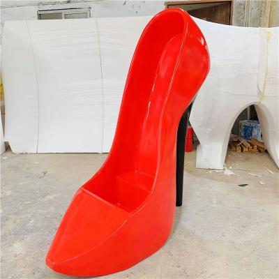 China China giant high-heeled shoes carve commercial street scenery fiberglass high-heeled shoes plaza shoe store decoration for sale