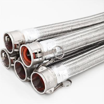 China Construction SS 312 Card Slot Type 316 304 Braided Metal Hose Bellows With Flange Ends, Flange Connection Metal Braided Corrugated Hose for sale