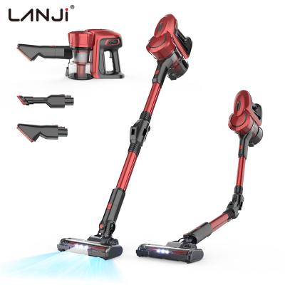 China Household Foldable Detachable Bagless Rechargeable Stick Vacuum Cleaner LANJI 250W Cordless Handheld Portable Vacuum Cleaner for sale