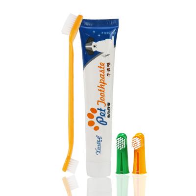 China Whole Sale Dogs Edible Dog Toothbrush, Dog Tooth Cleaning Set Include Finger Toothpaste.Beef /Vanilla Flavor. for sale