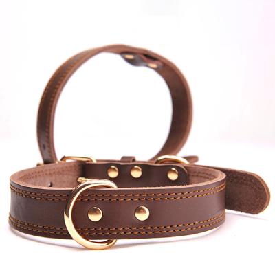 China Wholesale genuine spot cowhide leather yellow dog collars viable, factory price and high quality. for sale