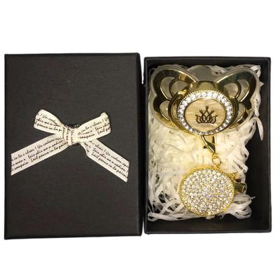 China BPA Free Gift Box Packing Gold Plated Rhinestone Dollbling Pearl Crystal Pacifier Crown For Baby Shower for sale