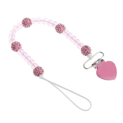 China BPA Free Wholesale Customized Dummy Chain Holder Crystal Pacifier Clip 3 Packs/set BPA For Newborn Baby for sale