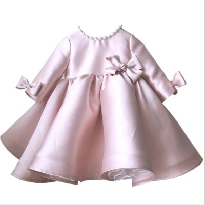 China Spring Anti-Static Vintage Spanish Baby Girl Summer Anti-Static Pink Birthday Easter Wedding Casual Dress Lolita Princess Bowknot Ball Gown for sale