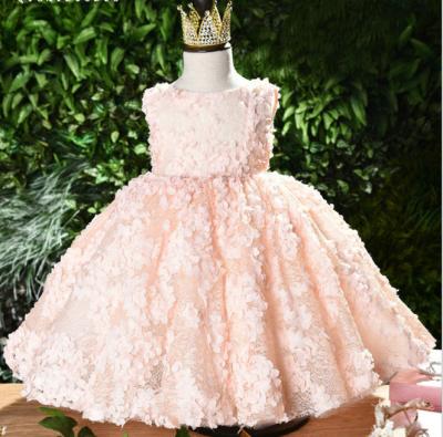 China Backless Dress Mesh Flower Girl Formal Dress Princess Gown Birthday Evening Dress Cosplay Elegant Girls Kids Casual Clothes for sale