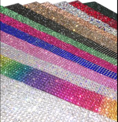 China Sparkle Crystal Rhinestone Trim Pointback Hotfix Strass Charm Mesh Banding Bridal Beaded Sheet For Craft Sticker for sale