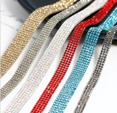 China Bulk Custom Pointback All Size Bling Bling Wrap Glass Crystal Chain Trim Diamond Rhinestone Mesh Ribbon For DIY for sale