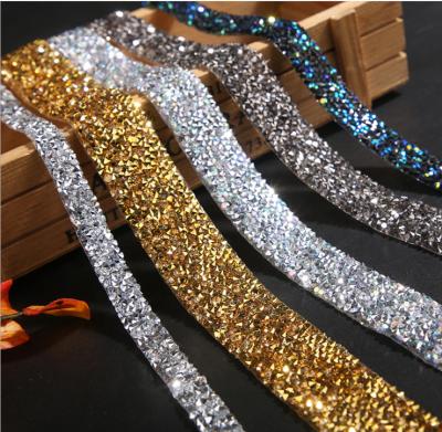 China Pointback 1 Rolls Bling Crystal Ribbon DIY Self Adhesive Rhinestone Glitter Ribbon for Wedding Party Decoration 91cm Length for sale