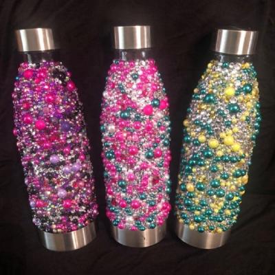 China Hot And Cold Custom Glitter Bling GYM Water Bottle Stainless Steel Tumbler Viable With Diamond for sale