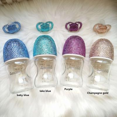 China BPA Free Personalized Glitter Baby Bottle Custom Baby Bottle Bling Nipple Set For Newborn Gift for sale