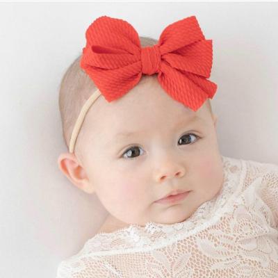 China Newest Beautiful Bow Tied Cotton Hair Tie Kids Ponytail Hair Holder Baby Headband Newborn for sale