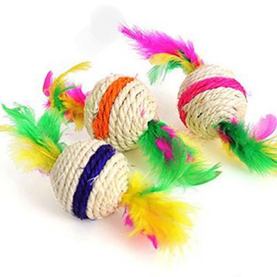 China New Wholesale Handmade Soft Stocked Puzzle Variety Set Pet Cat Toy For Cat Double Sided Badminton for sale