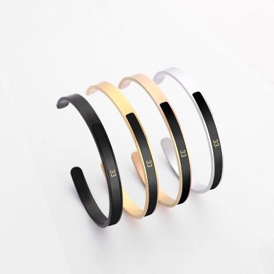 China IP67 Waterproof Stainless Steel Custom Jewelry Wholesale Engraved Name 14k 18k Gold Cuff Bangle Men Bracelets for sale