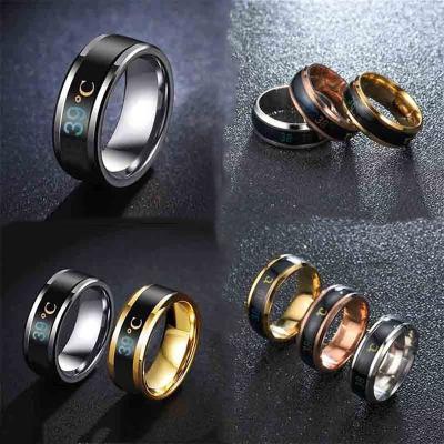 China IP67 Technology Jewelry Waterproof Body Temperature Measurement Steel Smart Ring for sale