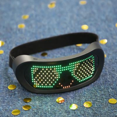 China 5 Hours Rechargeable Wireless App Control Customized Magic Scrolling Led Message Glasses Led Party Glasses for sale