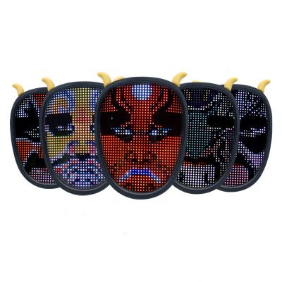 China 8 Hours Diy Full Color Led Atmosphere Face-Changing Face-Changing Glowing Masks App Display Halloween Festival Party Mask Glowing Control Mask for sale