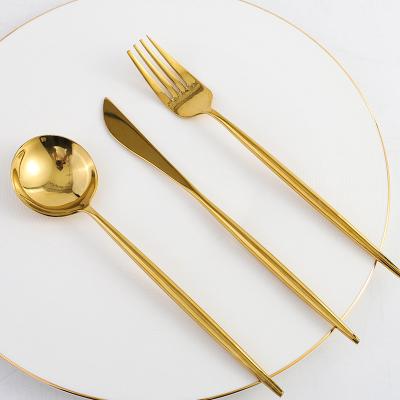 China Viable Gold Matte Cuttlery Set Stainless Steel Cutlery High Quality Flatware Tableware For Wedding for sale