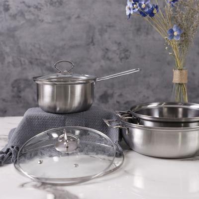 China Sustainable Stainless Steel Cookware Sets Stainless Steel Pot Set Wholesale For Hotel for sale