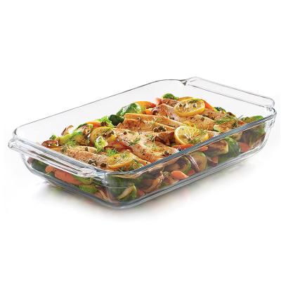 China Borosilicate Glass Sustainable Heat Resistant Ovenproof Dinnerware Baking Tray Pans, Baked Food Oven Dishes for sale