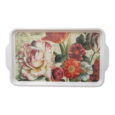 China Modern/Fashionable/Elegant Hard Plastic Flower Model From Chip And Break Resistant Rectangular Tray Vassoio With Wide Handle for sale