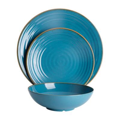 China Viable Vintage Inspired Room Essentials Washed Indigo 12 Pcs Dinner Plate Set for sale