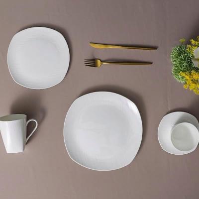 China Sustainable Hot Selling Amazon Porcelain Dinner Sets Square Dinnerware Ceramic Plates And Plate Sets Dinnerware Sets Dishes For Restaurant for sale